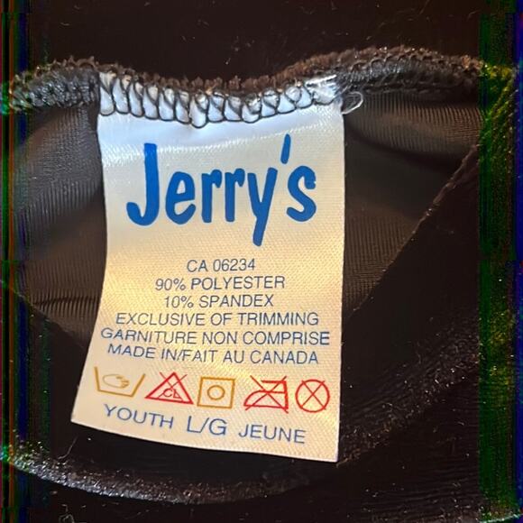 Jerry’s Girls Black Stretch Velour Top Size Large Dance Skating - Picture 3 of 6